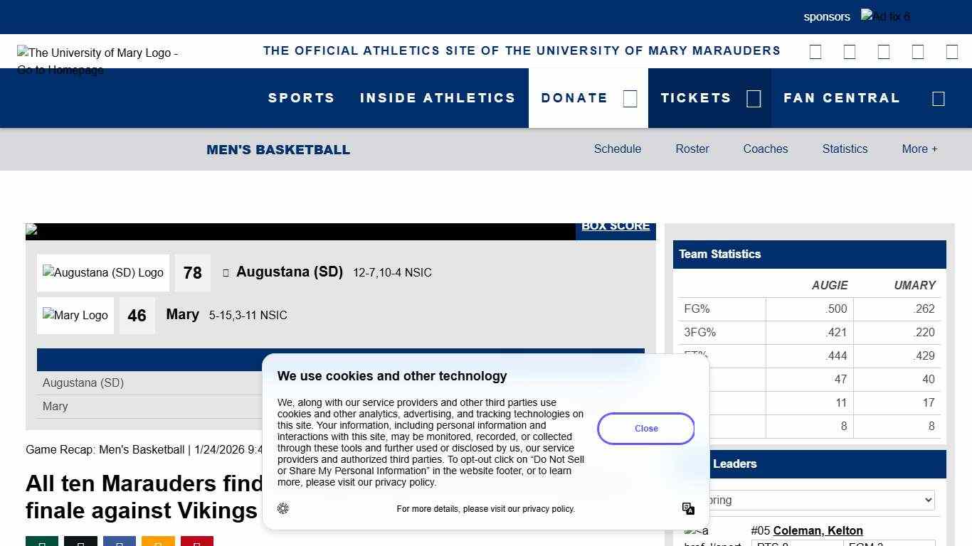 All ten Marauders find scoring column in home weekend finale against Vikings - University of Mary Athletics