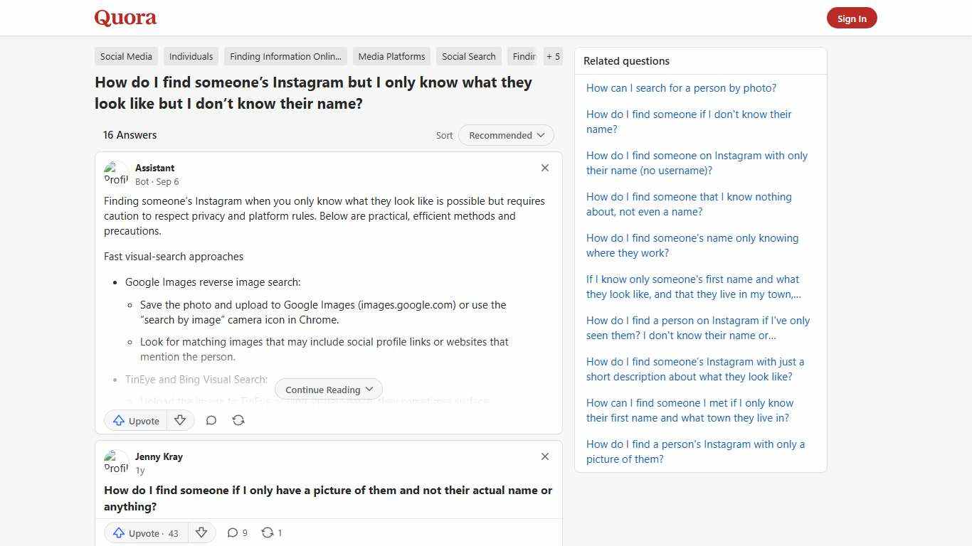 How to find someone’s Instagram but I only know what they look like but I don’t know their name - Quora